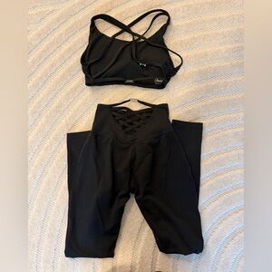 Bombshell  Black Women's Leggings with Lattice Detail